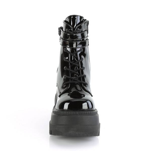 Demonia Women's Shaker-52 Platform Boots - Black Patent D5368-49US Clearance
